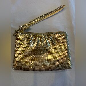 Charming Charlie Gold Chain-work Wristlet Small Clutch Pouch